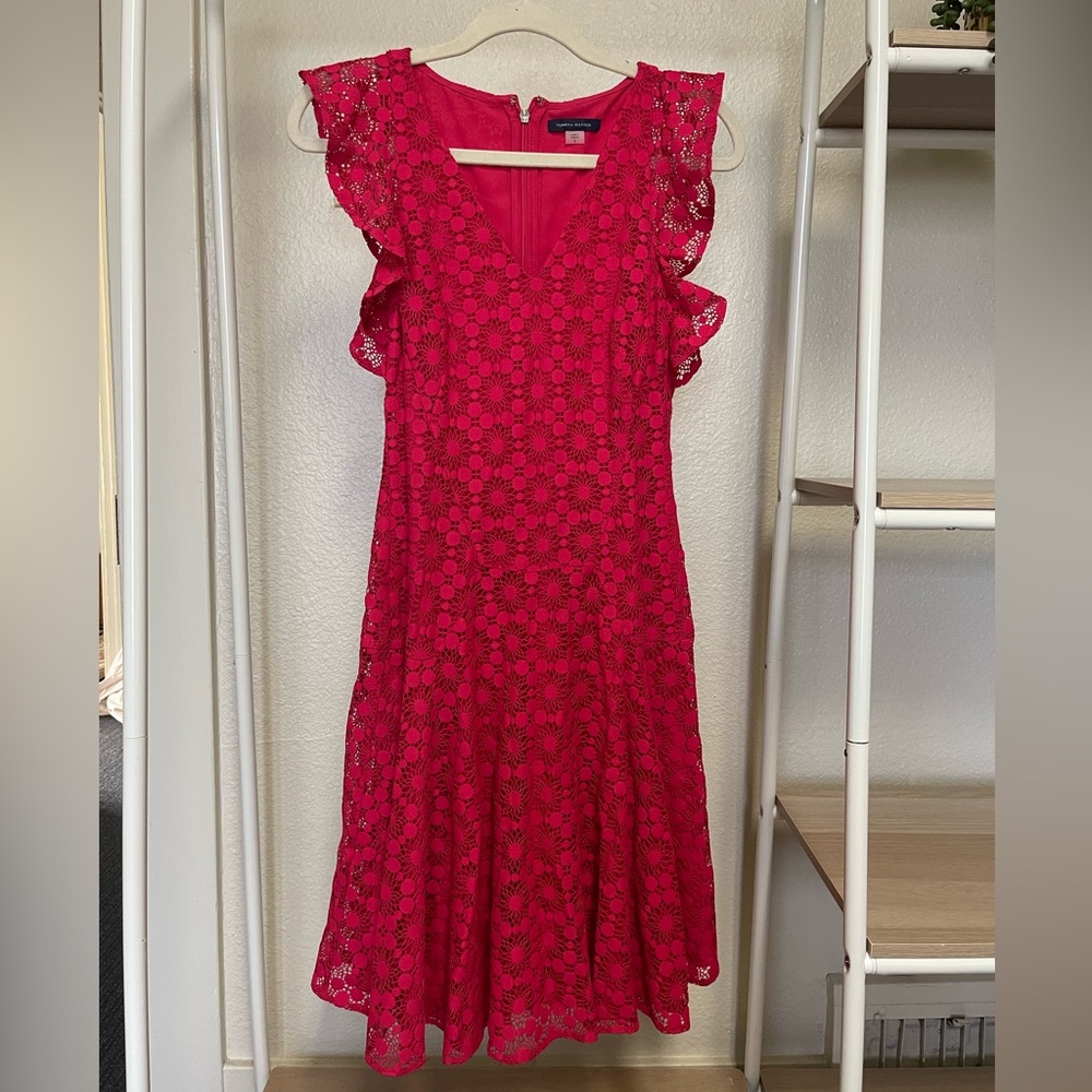 Tommy Hilfiger red lace mini dress